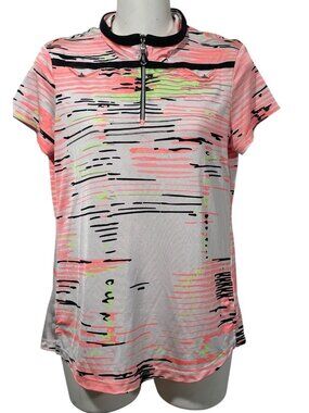 Jamie Sadock 1/4 Zip Performance Top Abstract Neon Print Sz XS Tennis Golf Gym
